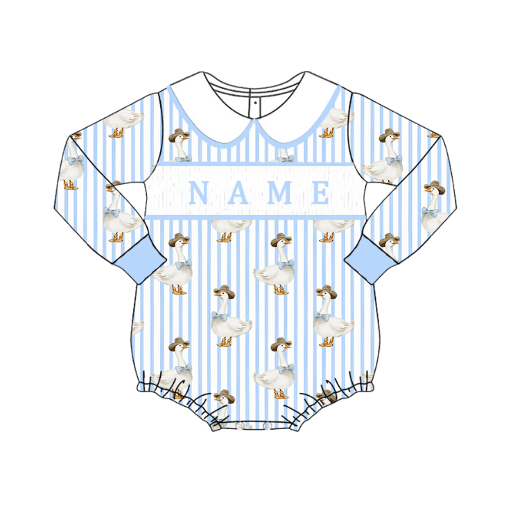 （Pre Order）Sibling Goose Embroidery Smocked Dress,Romper＆Shorts Set