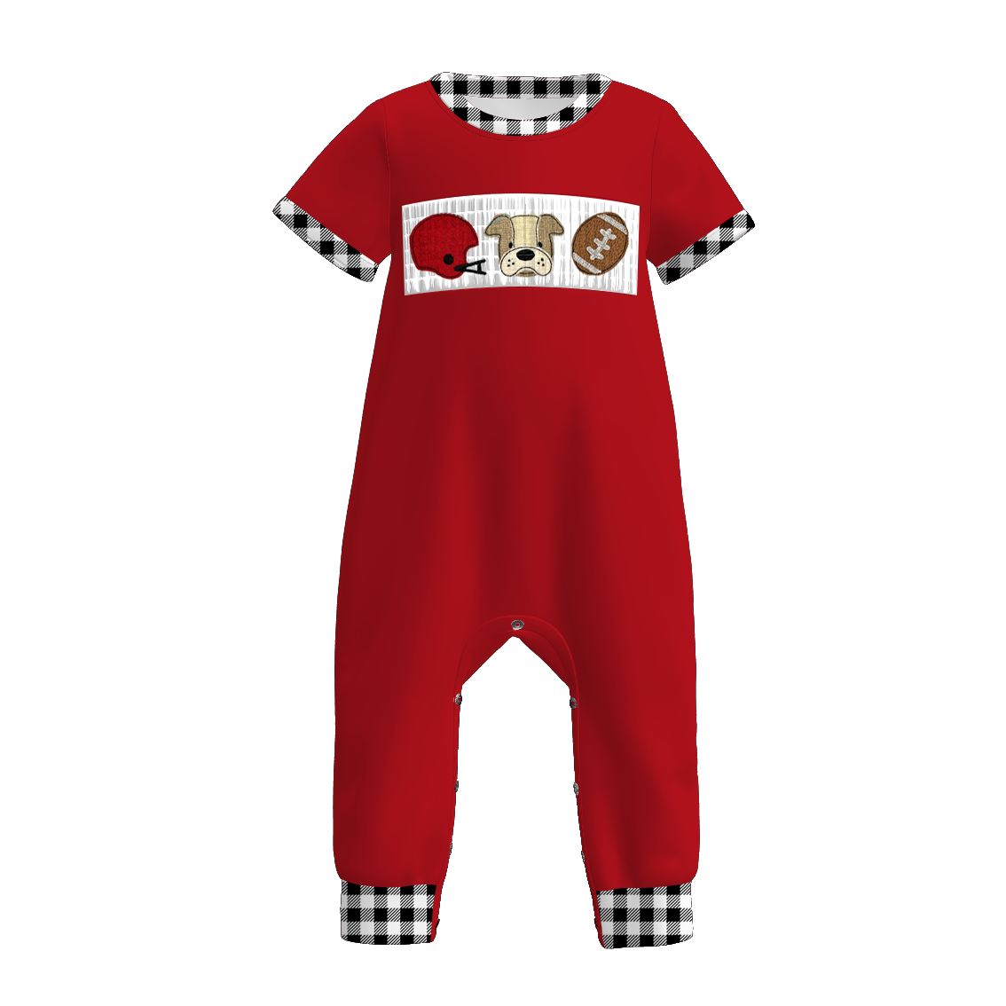 （Pre Order）Family Football Georgia Embroidery Smocked Dress,Set&Romper