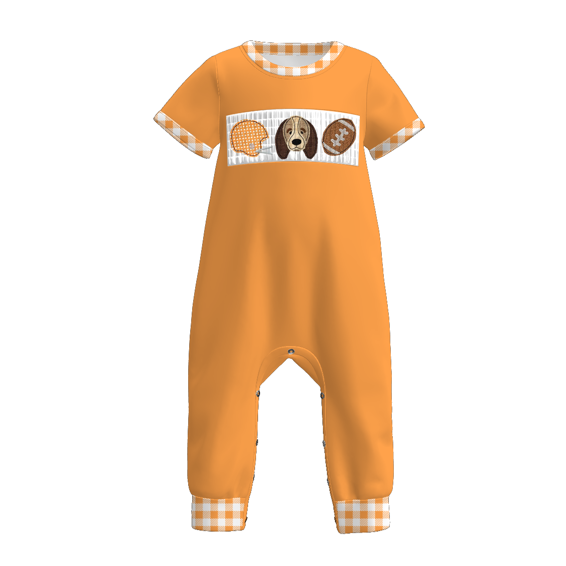 （Pre Order）Family Football Tennesses Embroidery Smocked Dress,Set&Romper
