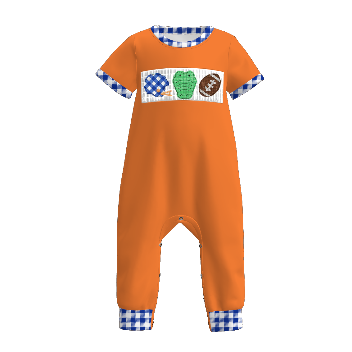 （Pre Order）Family Football Florida Embroidery Smocked Dress,Set&Romper