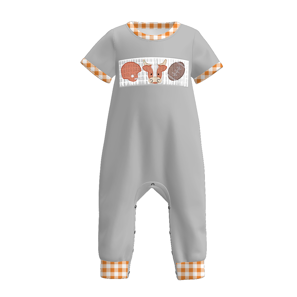 （Pre Order）Family Football Texas Embroidery Smocked Dress,Set&Romper