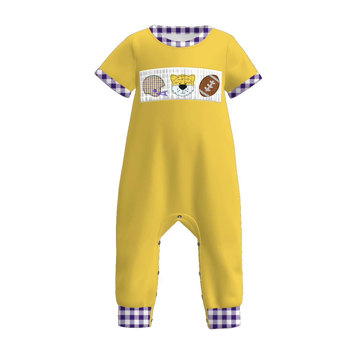 （Pre Order）Family Football Louisiana Embroidery Smocked Dress,Set&Romper