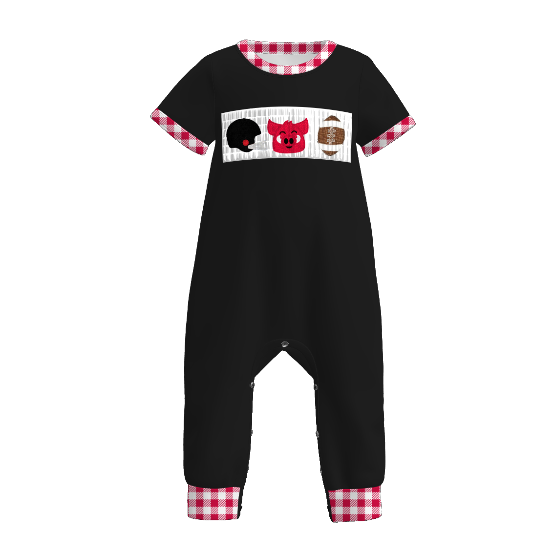 （Pre Order）Family Football Arkansas Embroidery Smocked Dress,Set&Romper