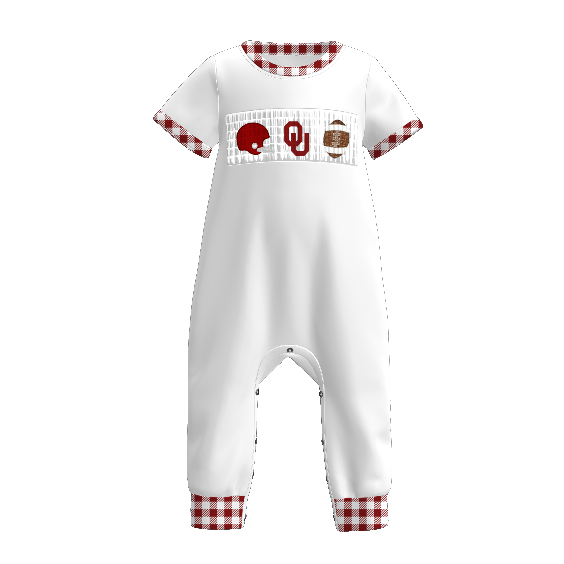 （Pre Order）Family Football Oklahoma Sooners Embroidery Smocked Dress,Set&Romper