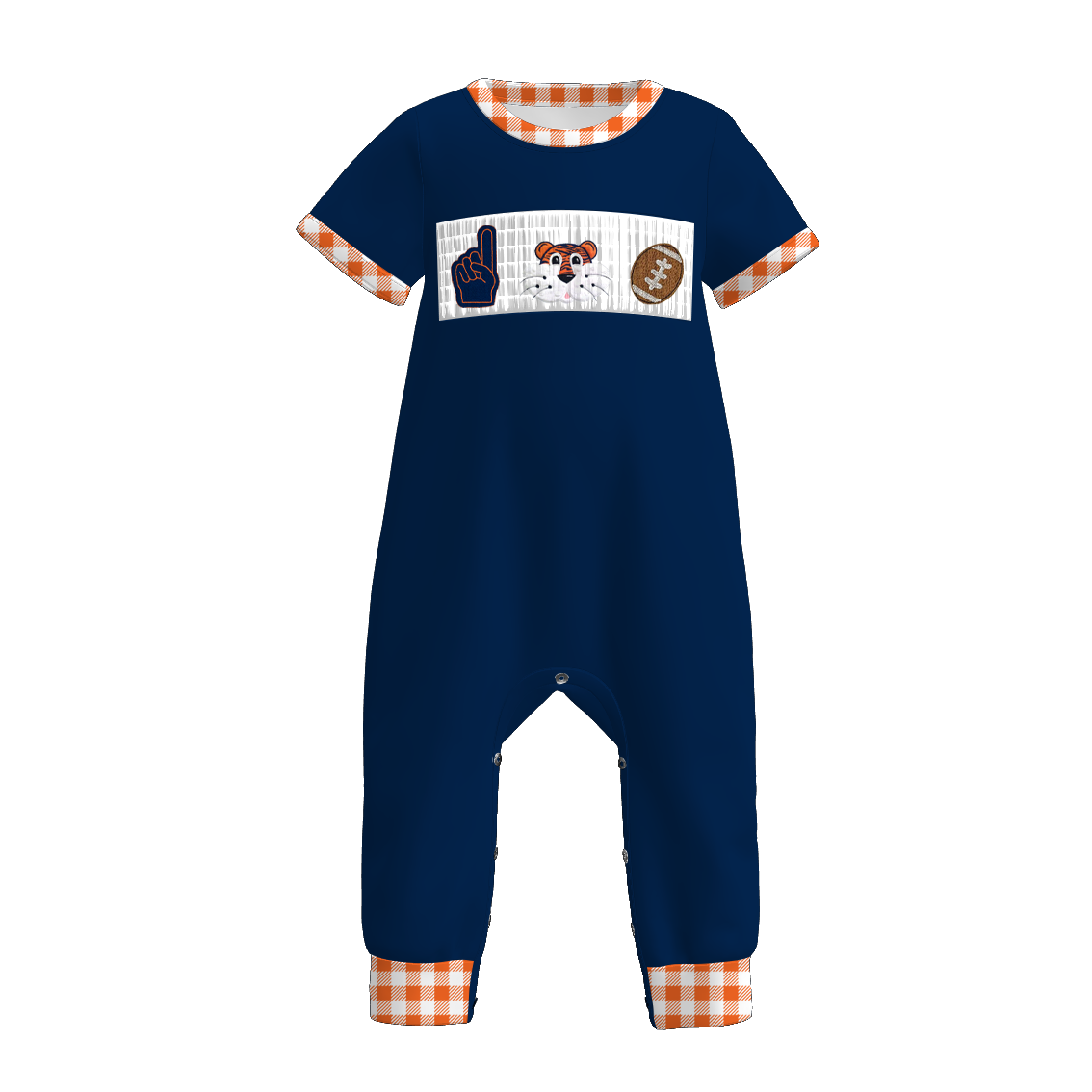 （Pre Order）Family Football Auburn Tigers Embroidery Smocked Dress,Set&Romper