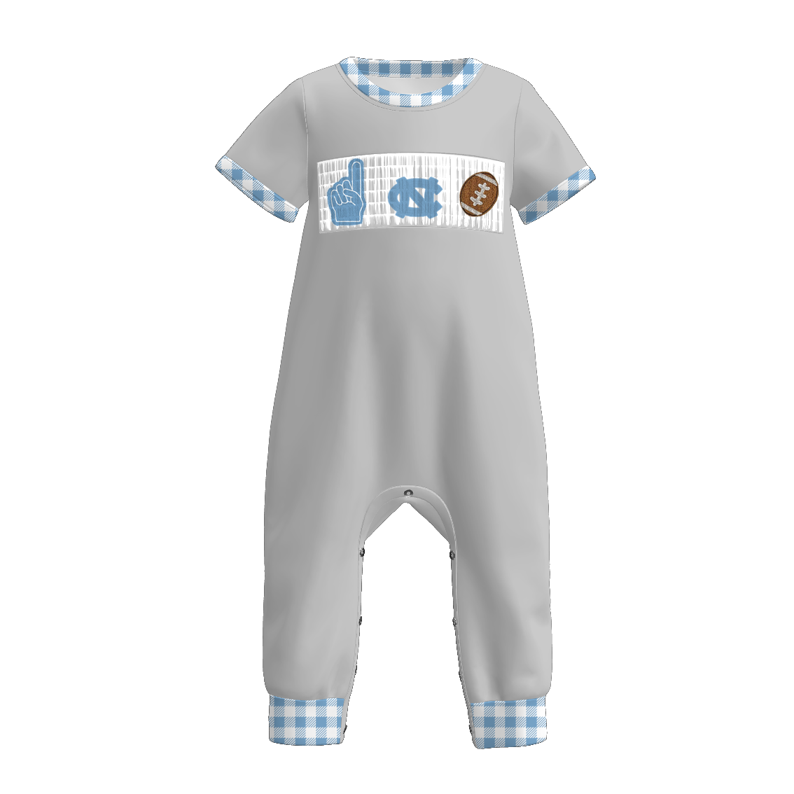 （Pre Order）Family Football UNC Embroidery Smocked Dress,Set&Romper