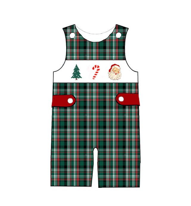 （Pre Order）Siblings Christmas Santa Claus Embroidery Smocked Dress,Set&Romper