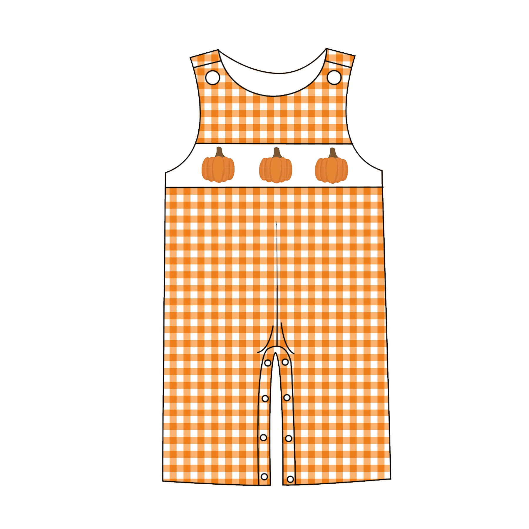 （Pre Order）Sibling Halloween Pumpkin Embroidery Smocked Dress,Romper＆Set