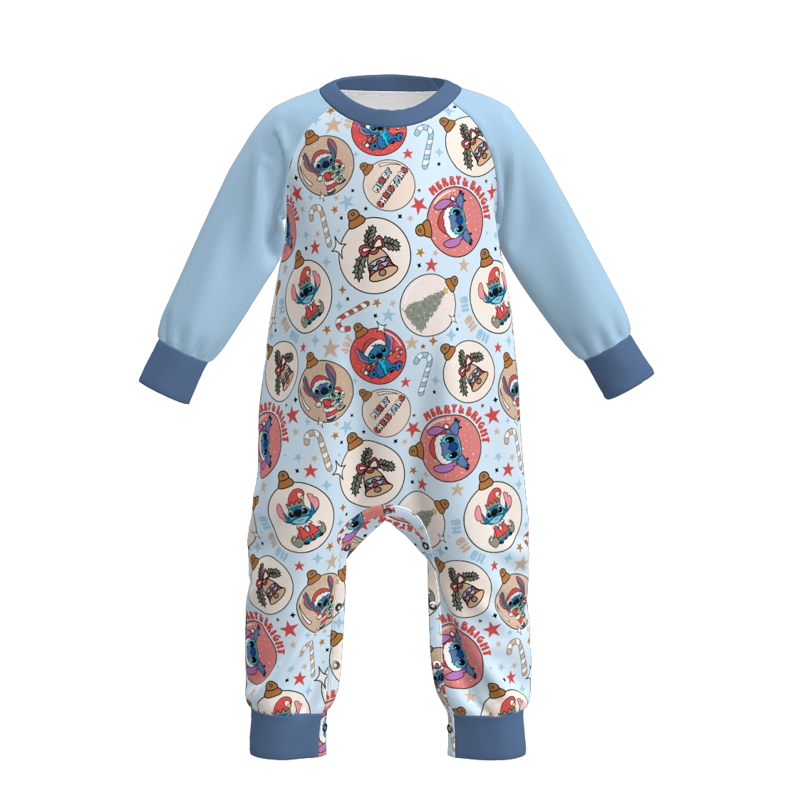（Pre Order）Brothers Christmas Cartoon Print Top&Romper