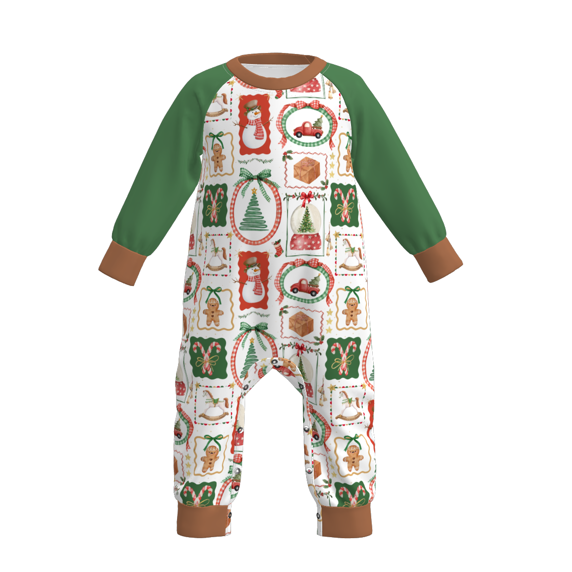 （Pre Order）Brothers Christmas Print Top&Romper
