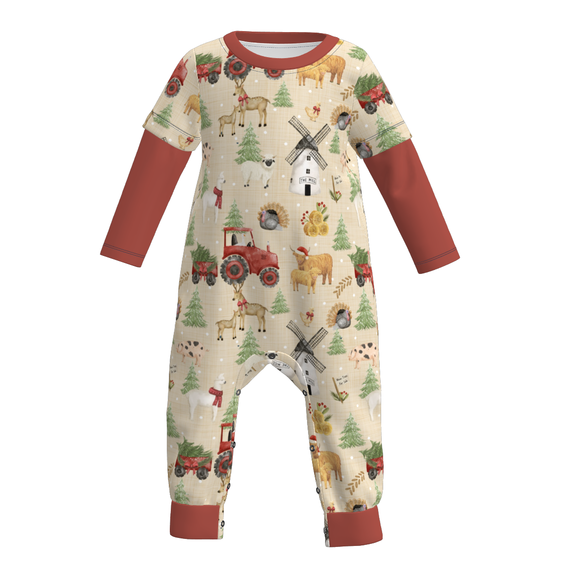 （Pre Order）Brothers Christmas Print Top&Romper