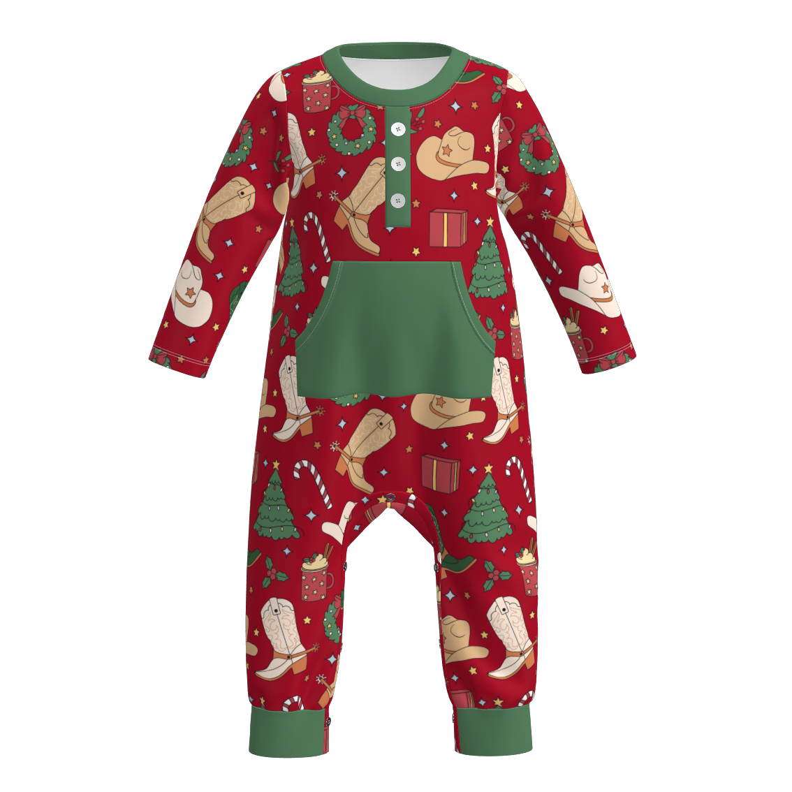 （Pre Order）Brothers Christmas Print Top&Romper with Pockets