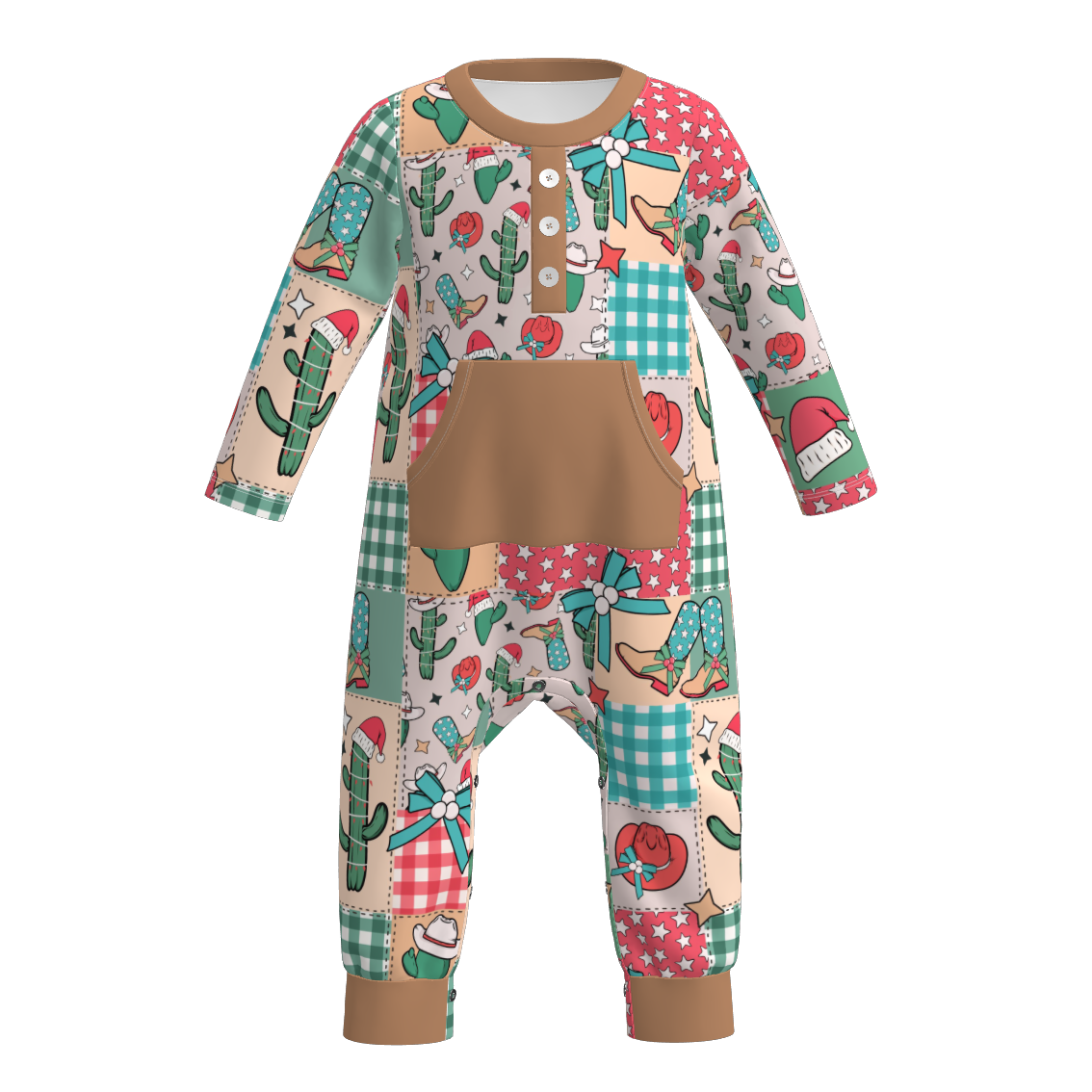 （Pre Order）Brothers Christmas Print Top&Romper with Pockets
