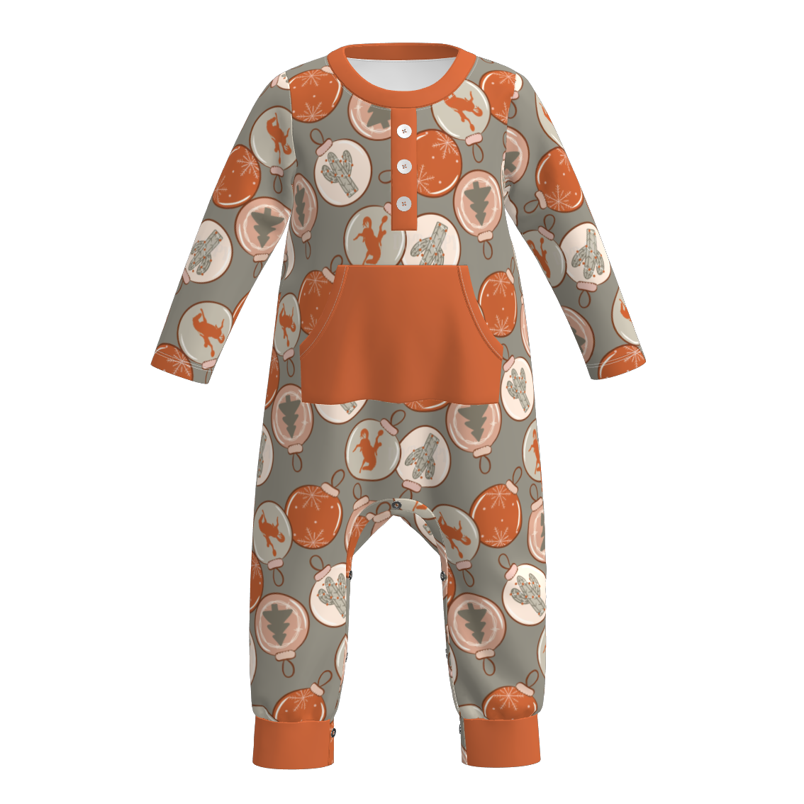 （Pre Order）Brothers Christmas Print Top&Romper with Pockets