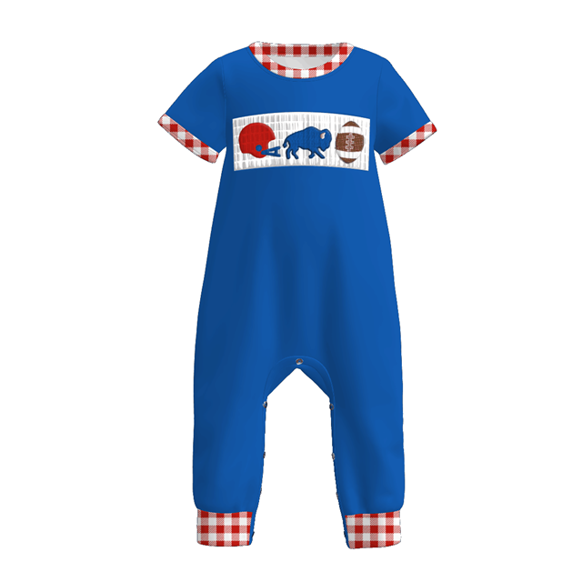 （Pre Order）Family Football Buffalo Bills Embroidery Smocked Dress,Set&Romper