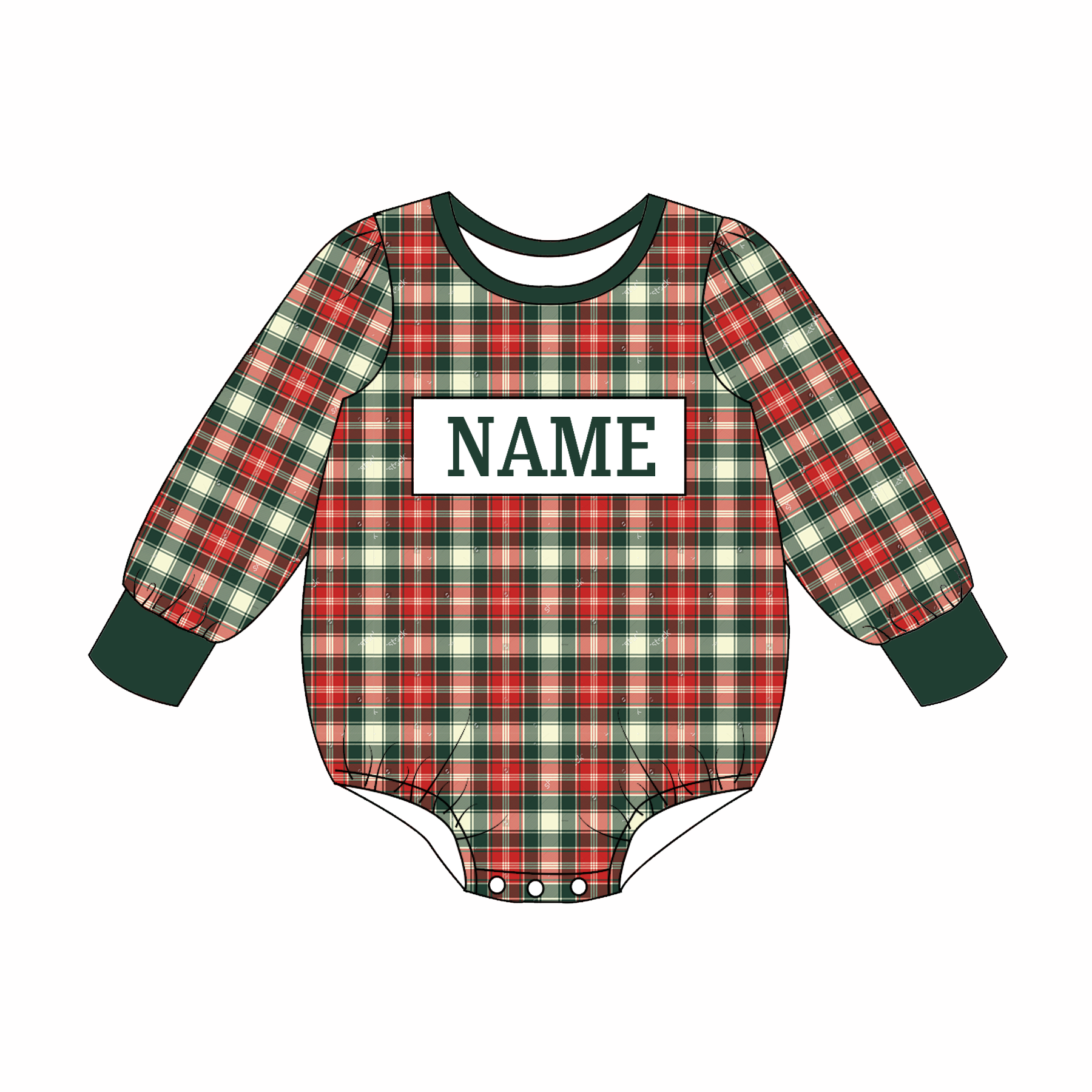 （Pre Order）Family Christmas Plaid Embroidery Smocked Dress,Set&Romper