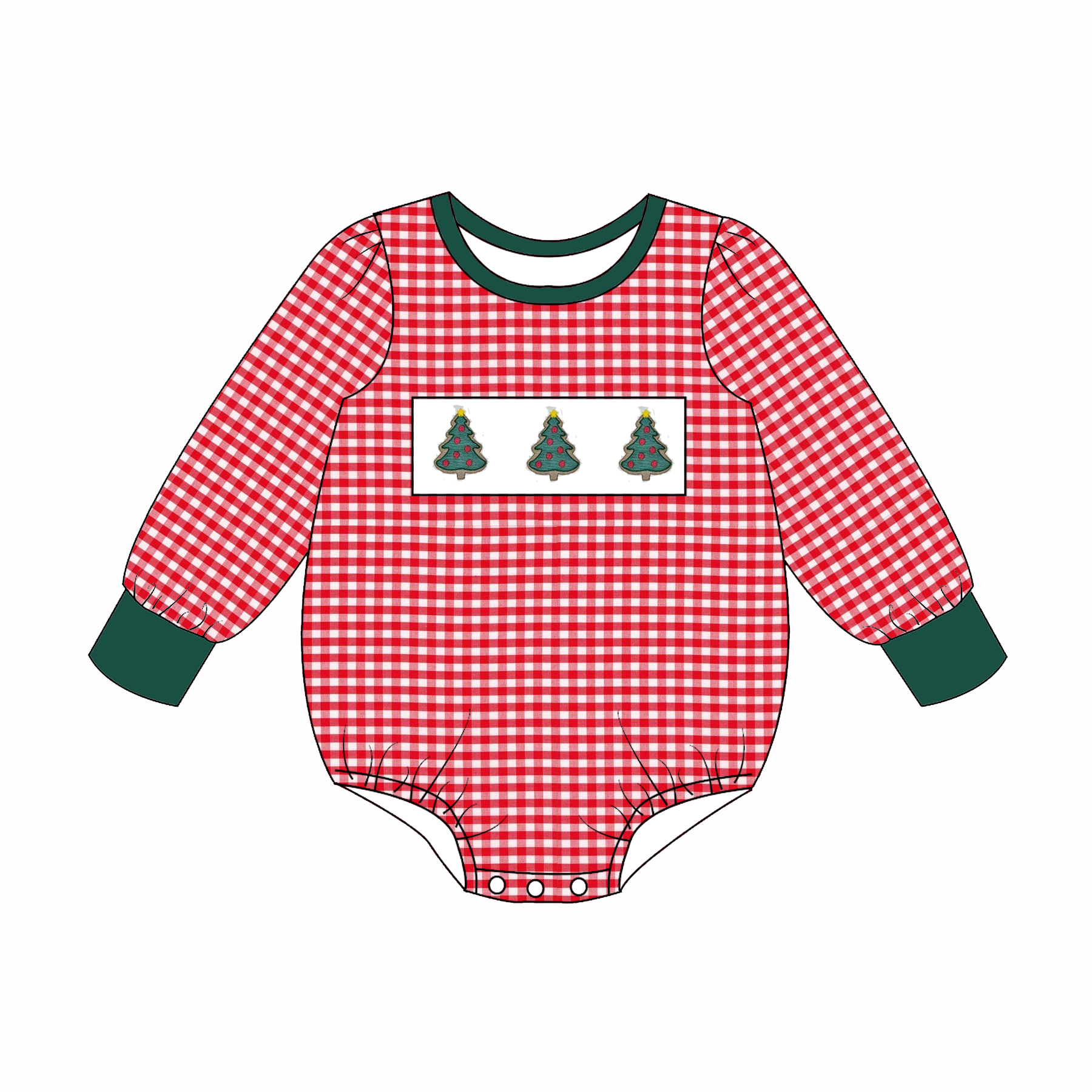 （Pre Order）Family Christmas Tree Embroidery Smocked Dress,Set&Romper