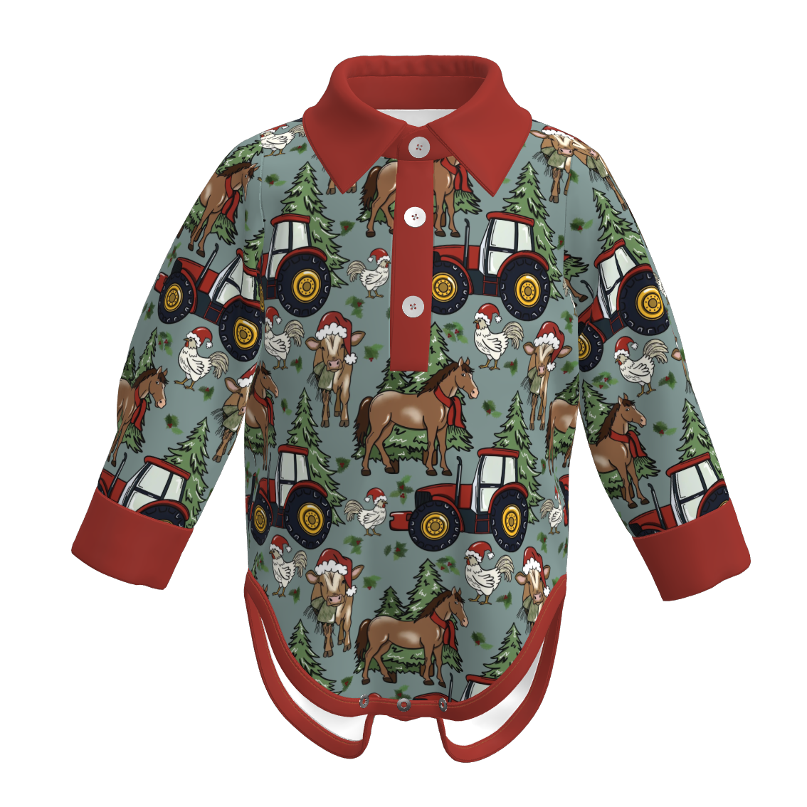 （Pre Order）Brothers Christmas Print Shirt&Romper