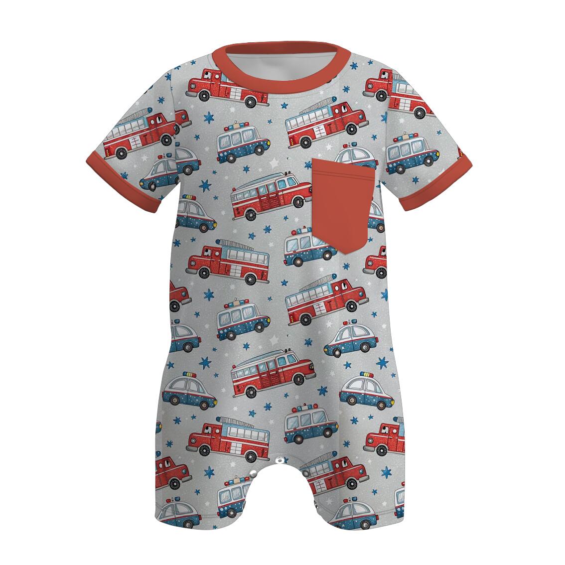 （Pre Order）Brothers Spring and Summer Cartoon Car Print Set＆Romper