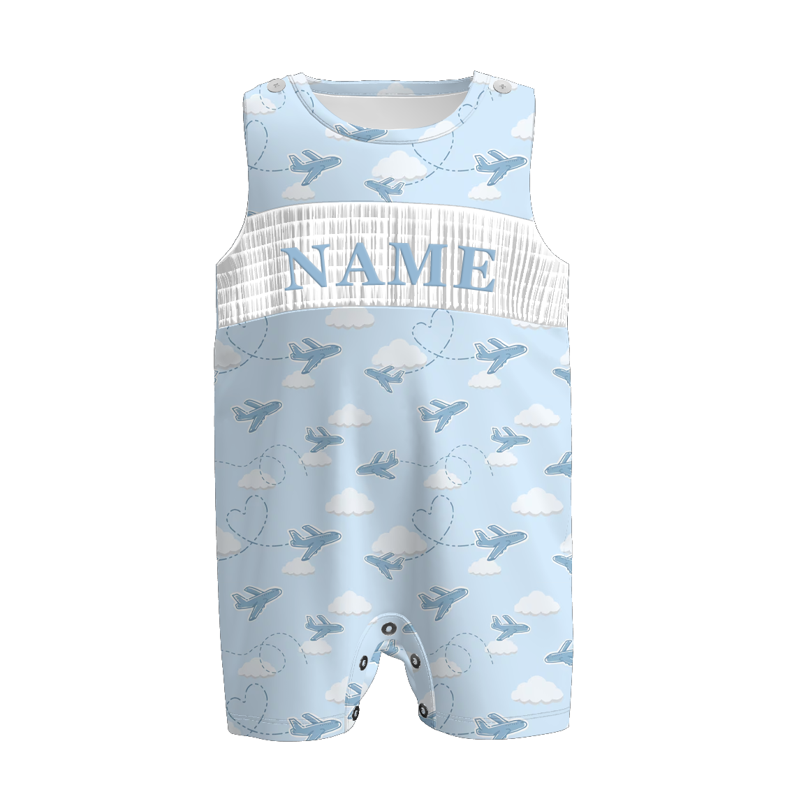 （Pre Order）Brothers Spring Plane Embroidery Smocked Set＆Romper