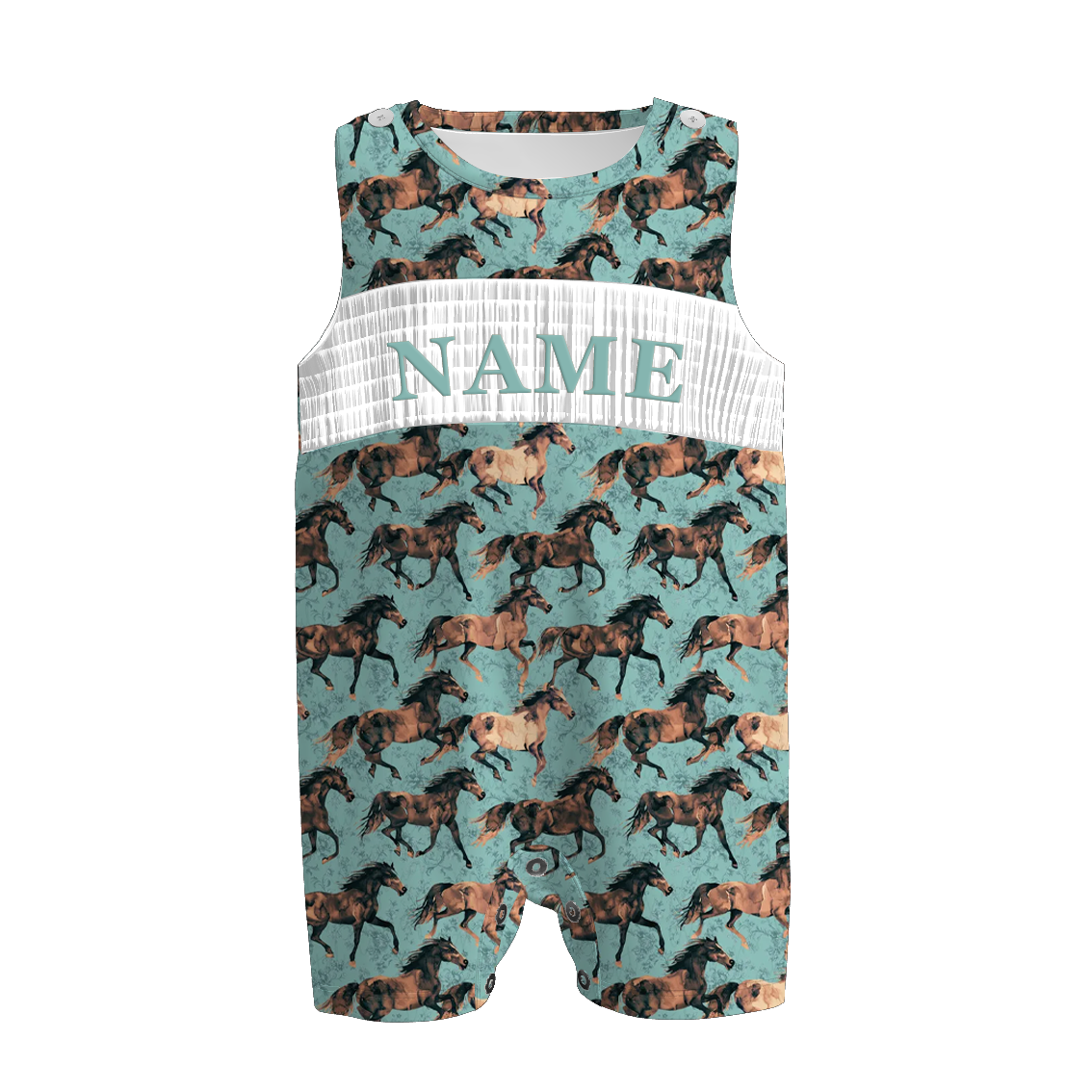 （Pre Order）Brothers Spring Horse Embroidery Smocked Set＆Romper