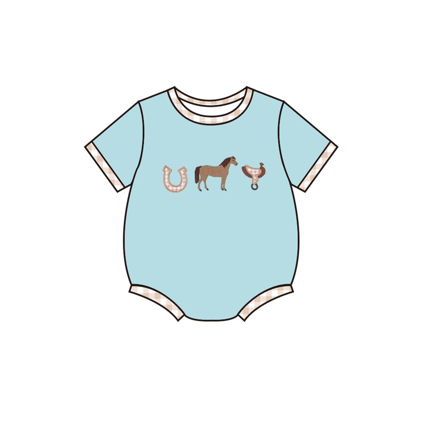 （Pre Order）Siblings Spring&Summer Horse Applique Outfit Set&Romper