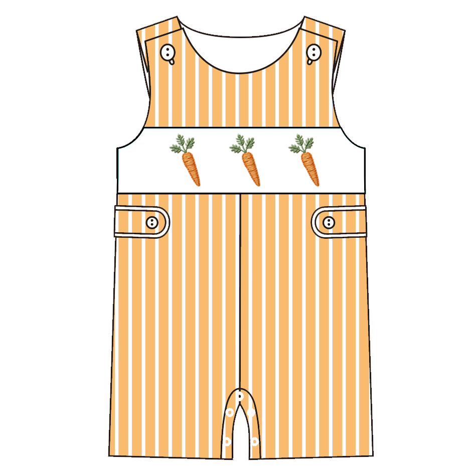 （Pre Order）Siblings Easter Carrot Embroidery Smocked Dress,Set&Romper