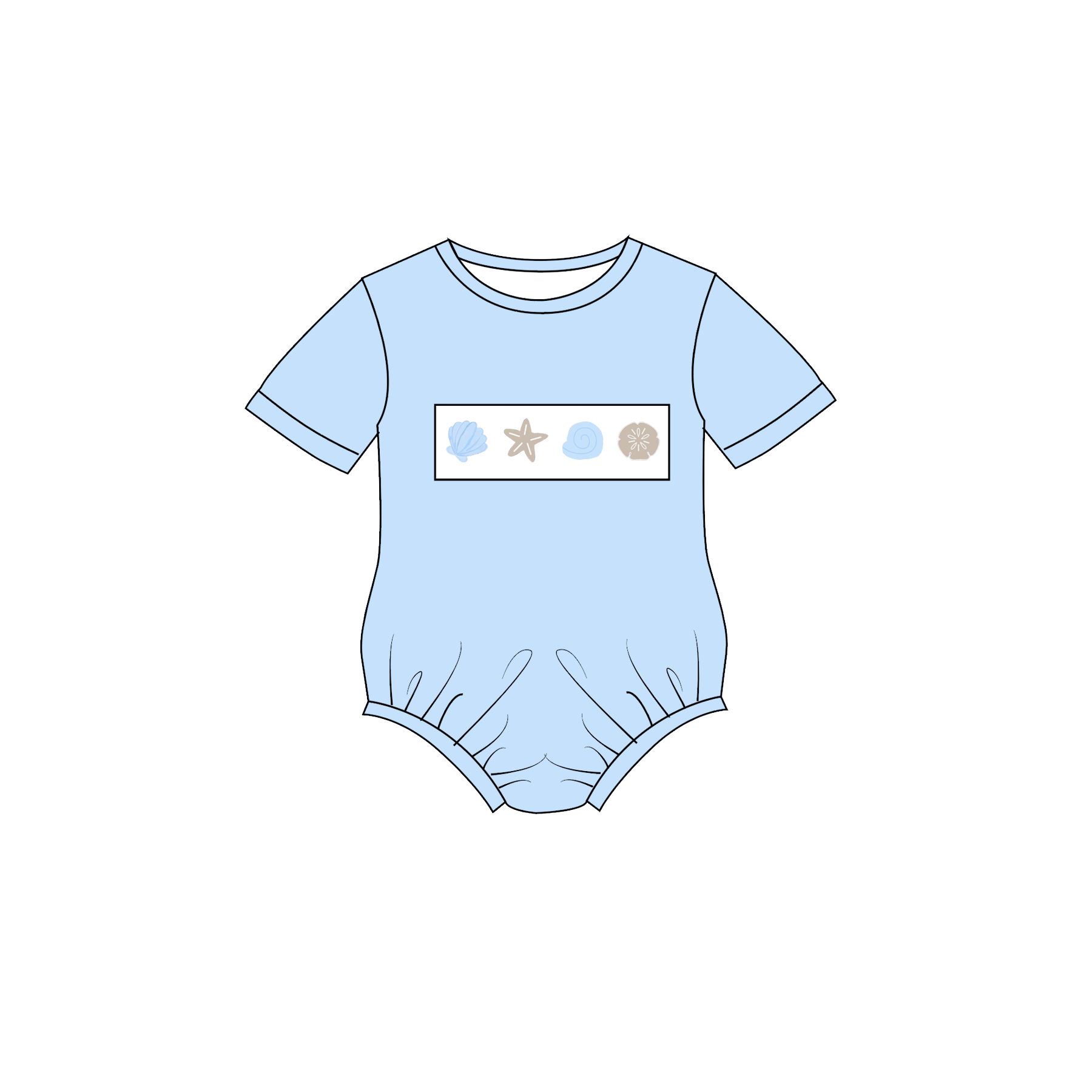 （Pre Order）Siblings Summer Seaside Embroidery Smocked Dress,Set&Romper
