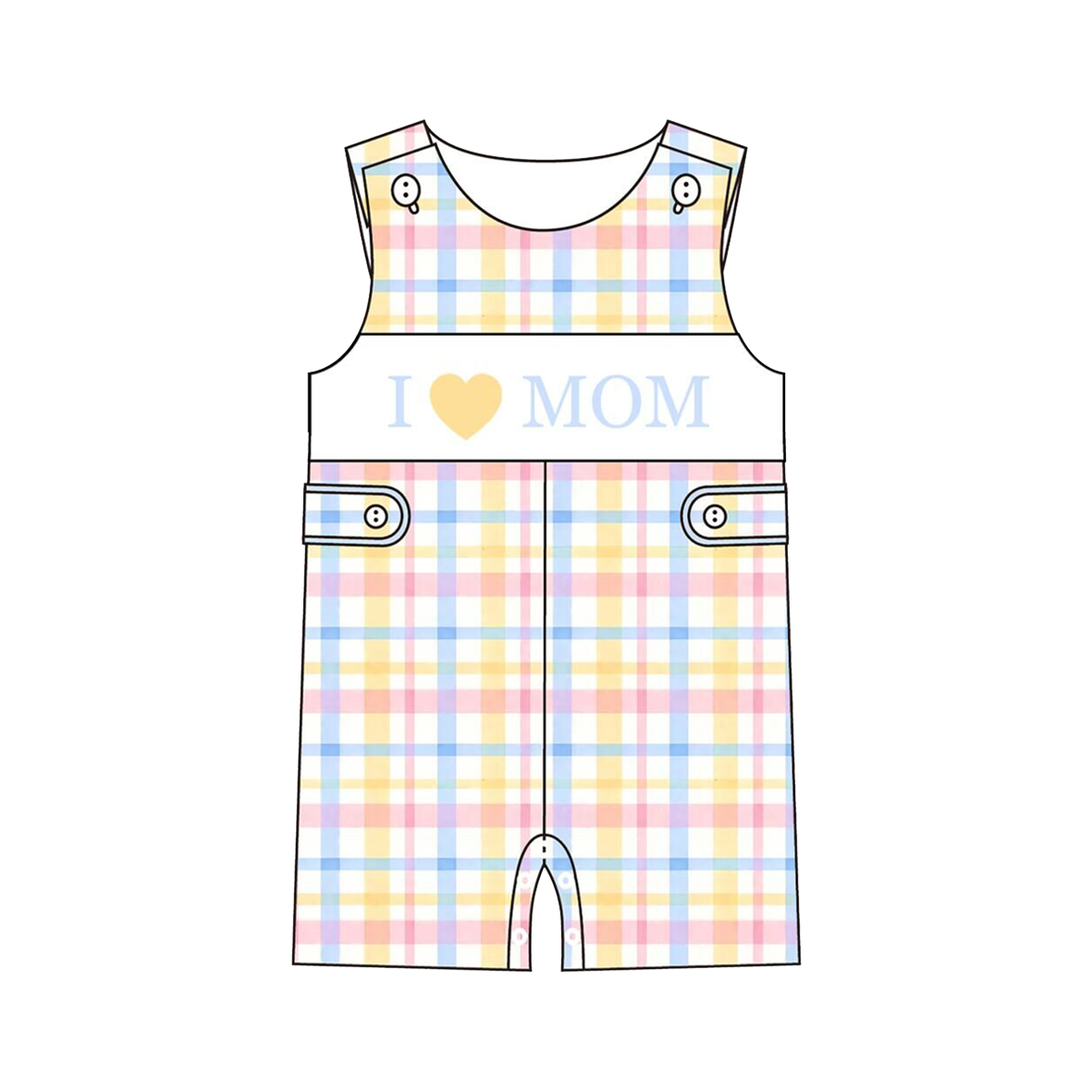 （Pre Order）Siblings Spring&Summer "I♥MOM" Embroidery Smocked Dress,Set&Romper
