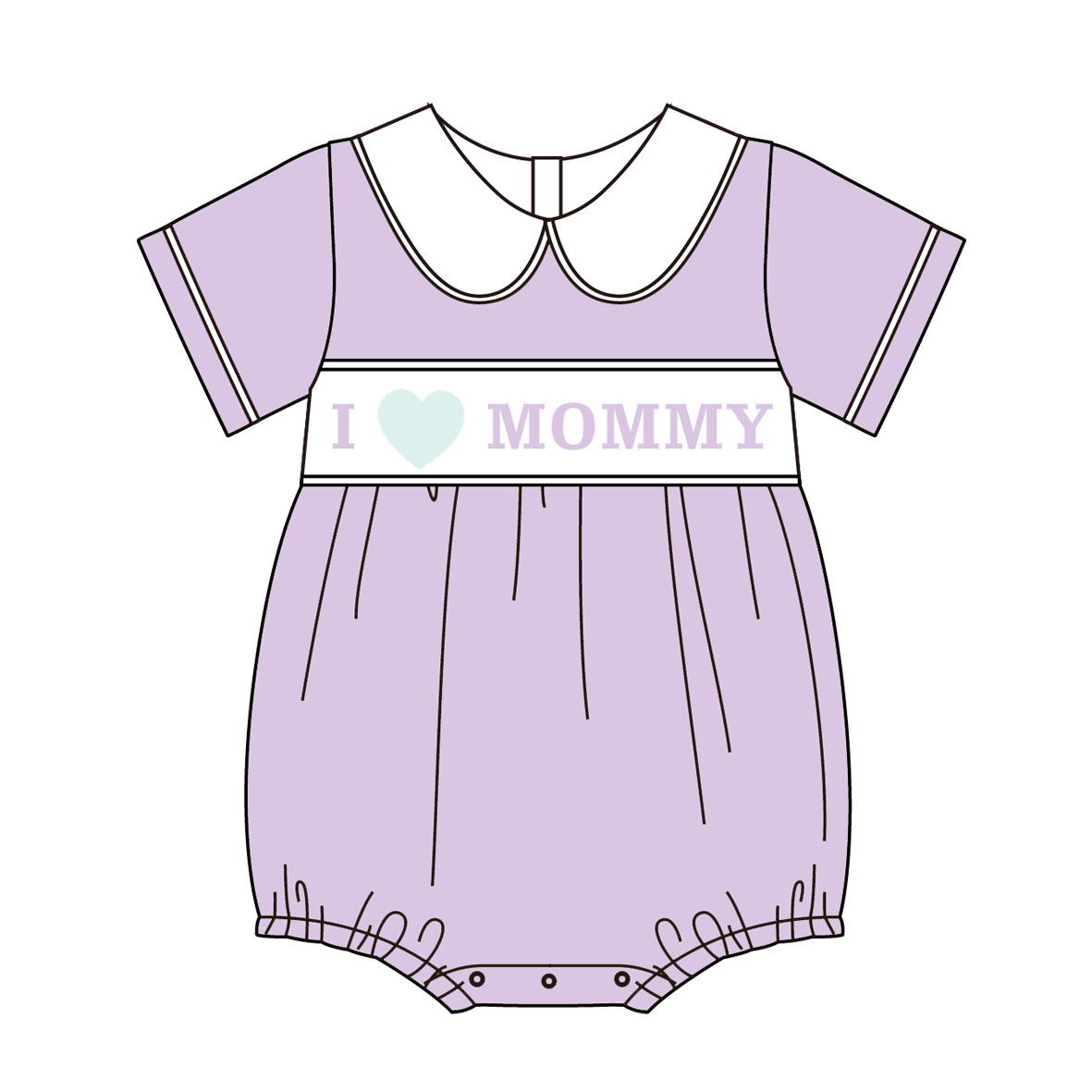 （Pre Order）Siblings I♥MOMMY Embroidery Smocked Dress,Bloomer Set&Romper