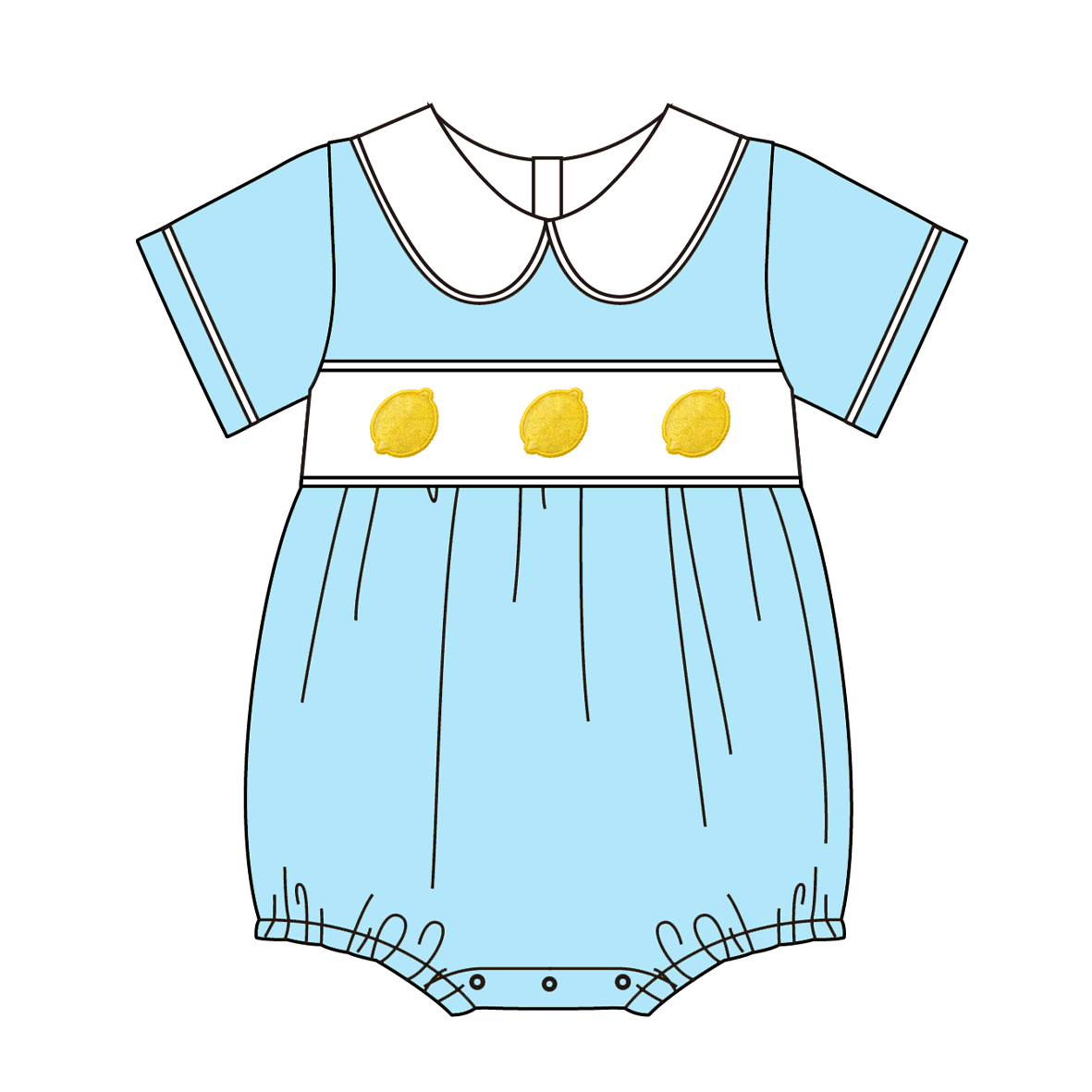 （Pre Order）Siblings Summer Lemon Embroidery Smocked Dress,Bloomer Set&Romper