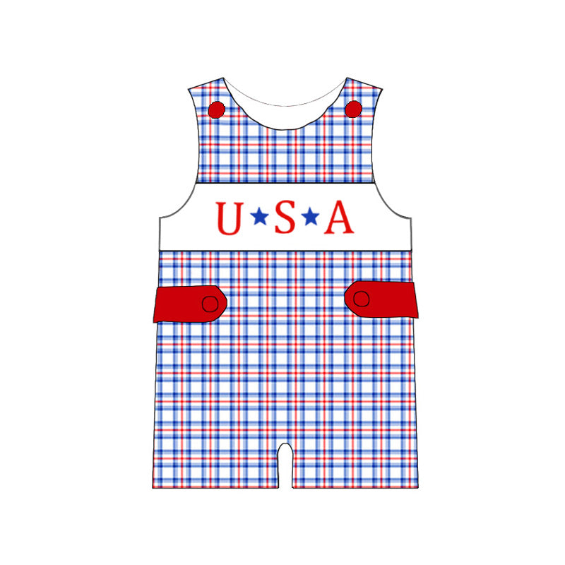 （Pre Order）Siblings Patriotic Embroidery Smocked Dress,Set&Romper