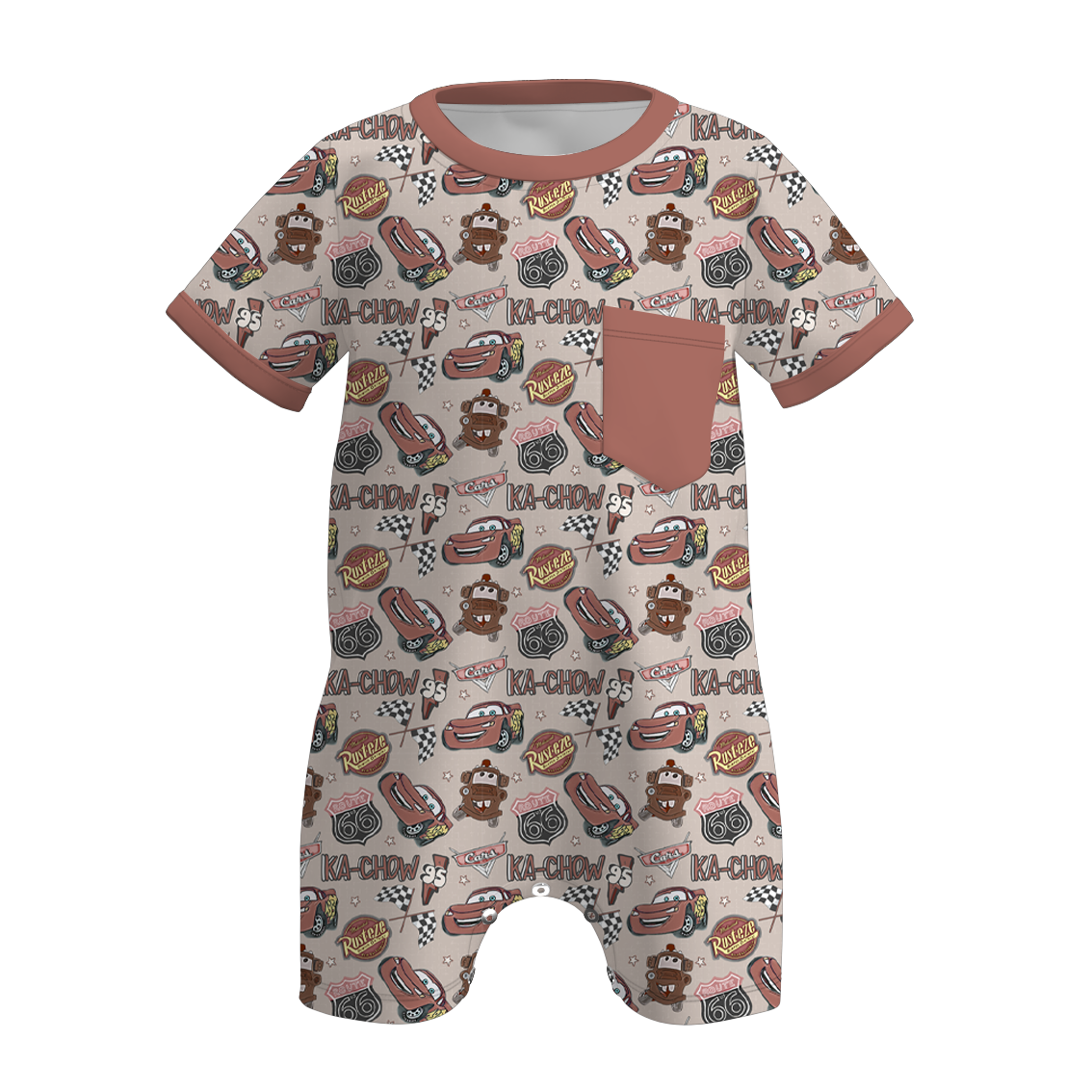 （Pre Order）Family Spring&Summer Cartoon Car Print Dress,Set,Romper&Top