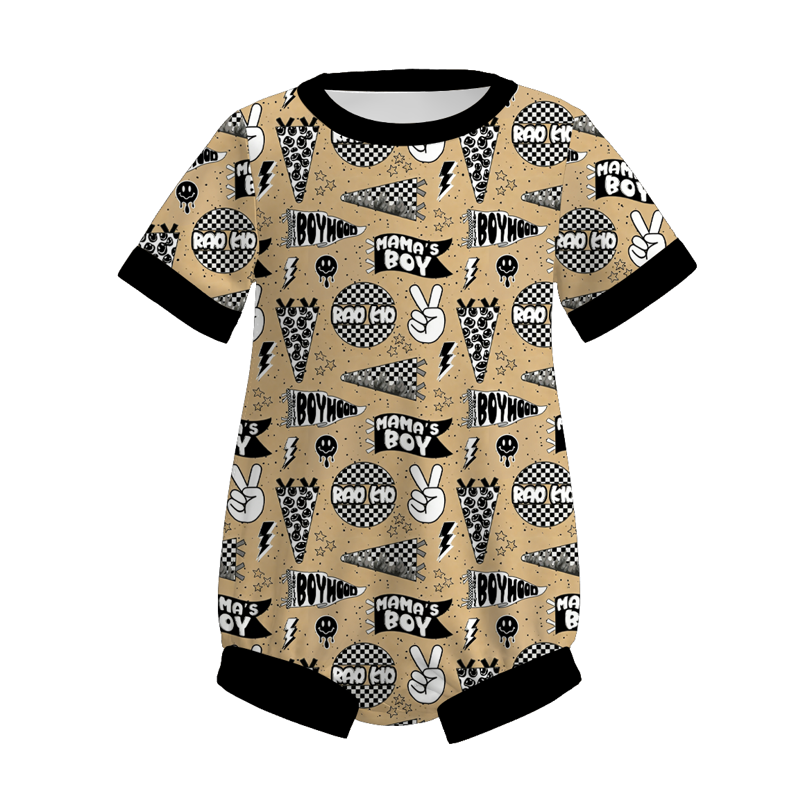 （Pre Order）Brothers MAMA'S BOY Print Set,Top＆Romper