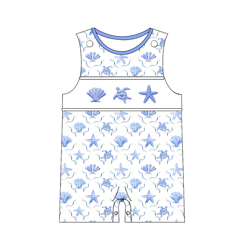 （Pre Order）Siblings Spring&Summer Seaside Embroidery Smocked Dress,Set&Romper