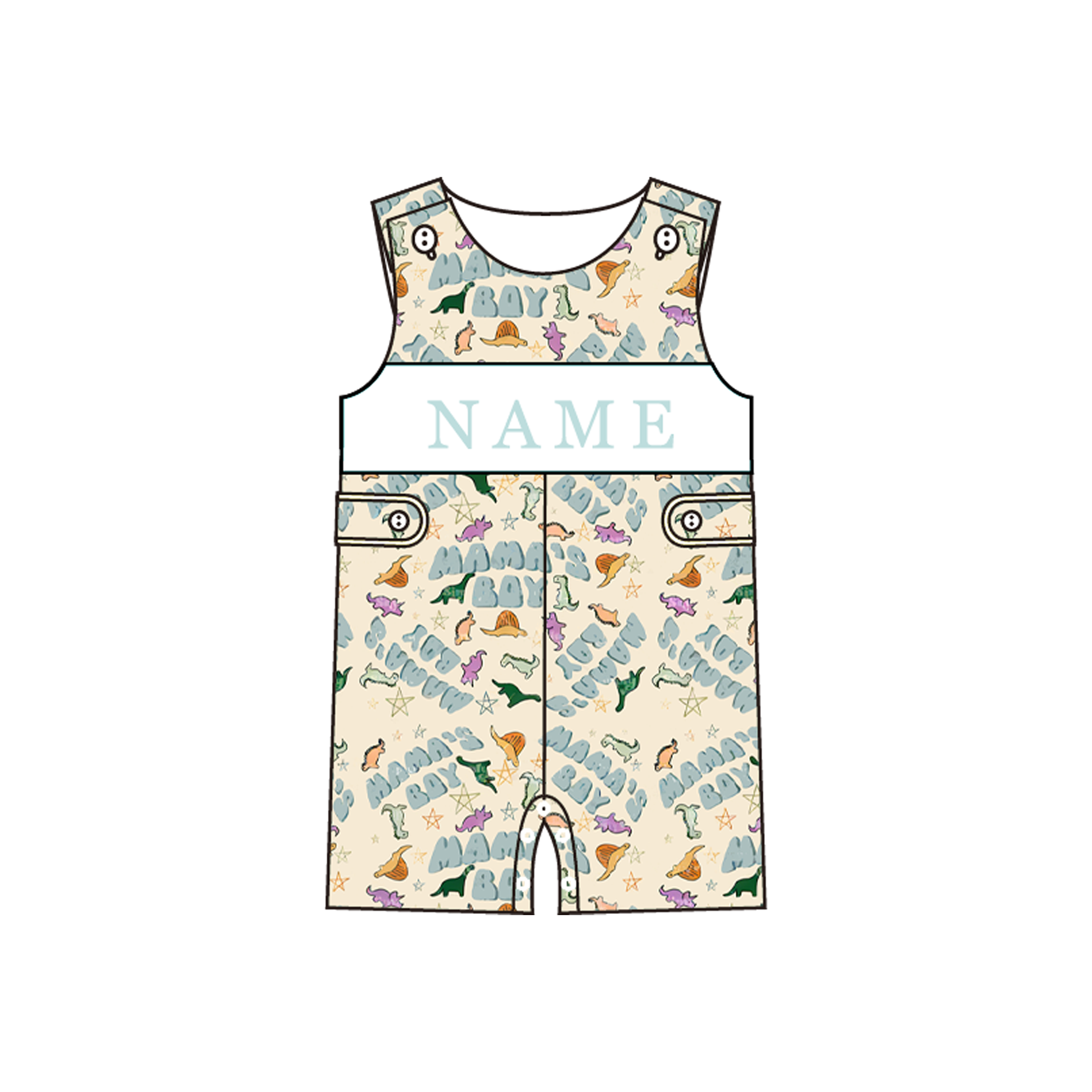 （Pre Order）Brothers MAMA'S BOY Embroidery Smocked Set&Romper-Customized name