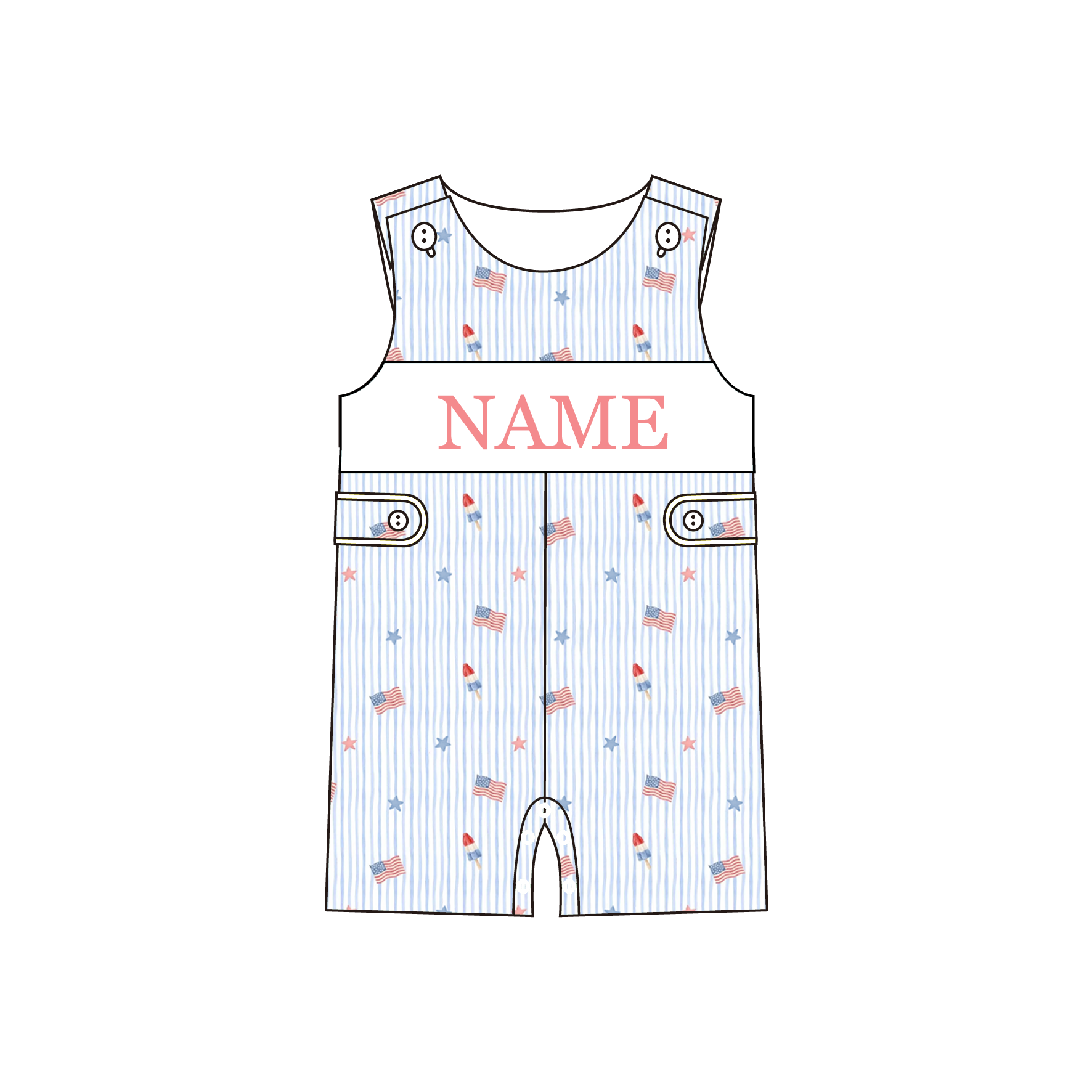 （Pre Order）Siblings Patriotic Embroidery Smocked Dress,Set&Romper