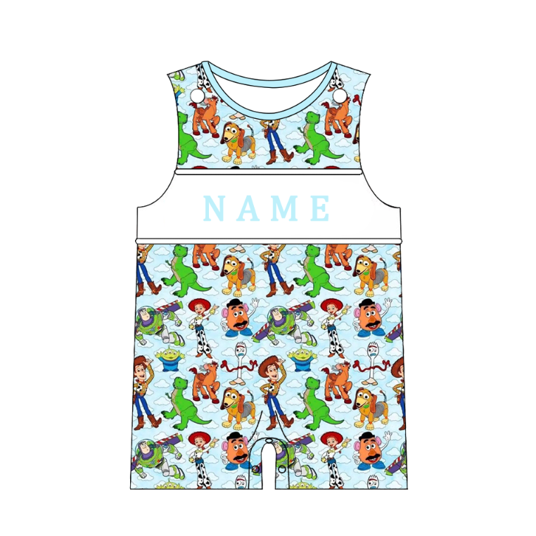 （Pre Order）Siblings Spring&Summer Cartoon Embroidery Smocked Dress,Set&Romper-Customized name