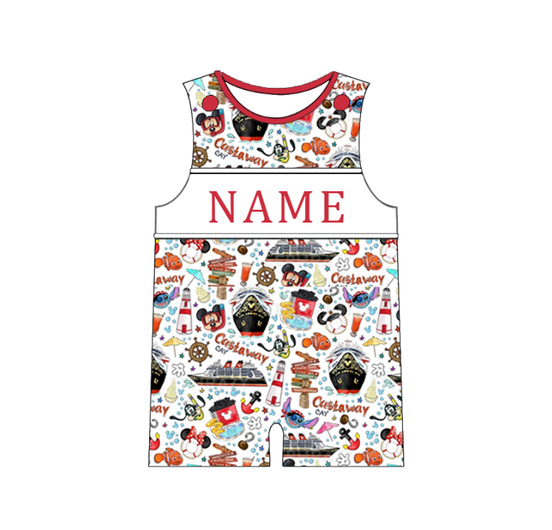 （Pre Order）Siblings Spring&Summer Cartoon Embroidery Smocked Dress,Set&Romper-Customized name