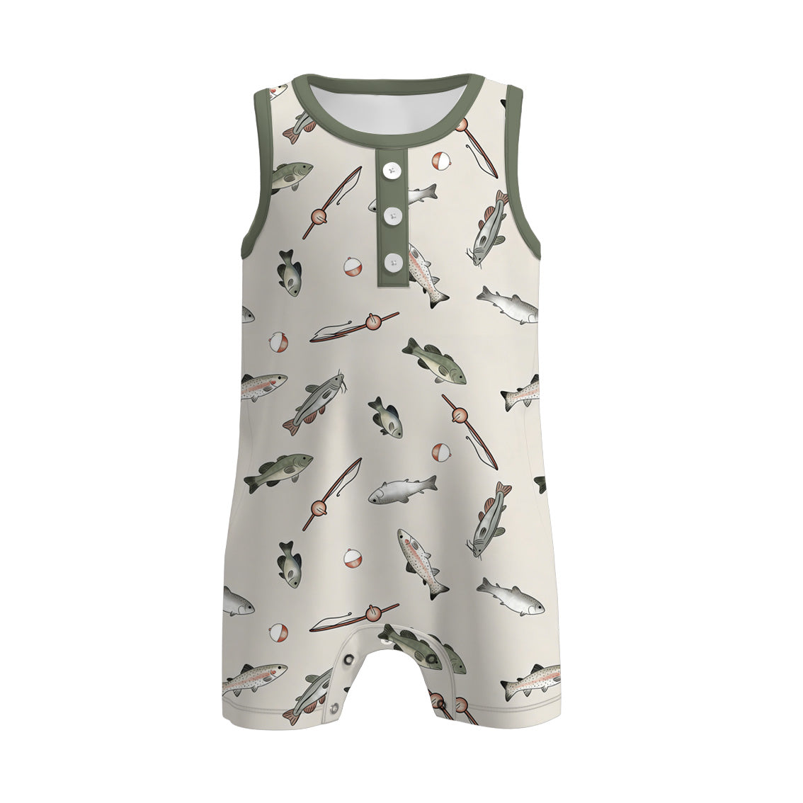 （Pre Order）Brothers Spring and Summer Fishing Print Set＆Romper