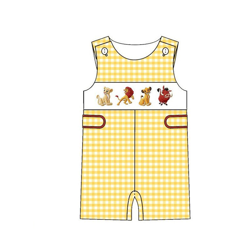（Pre Order）Siblings Spring&Summer Cartoon Lion Embroidery Smocked Dress,Set&Romper