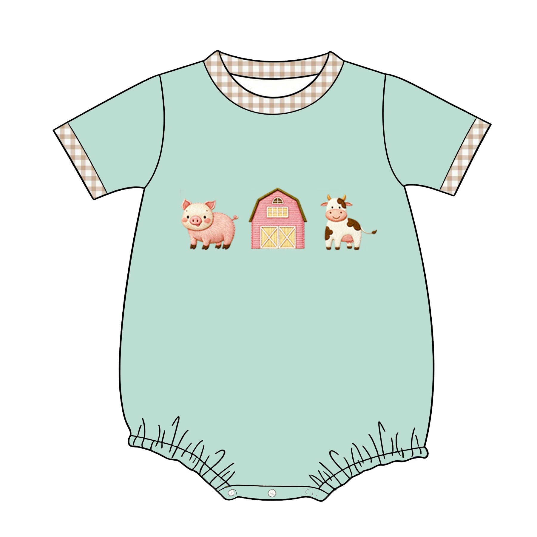 （Pre Order）Siblings Summer Farm Embroidery Dress,Set&Romper