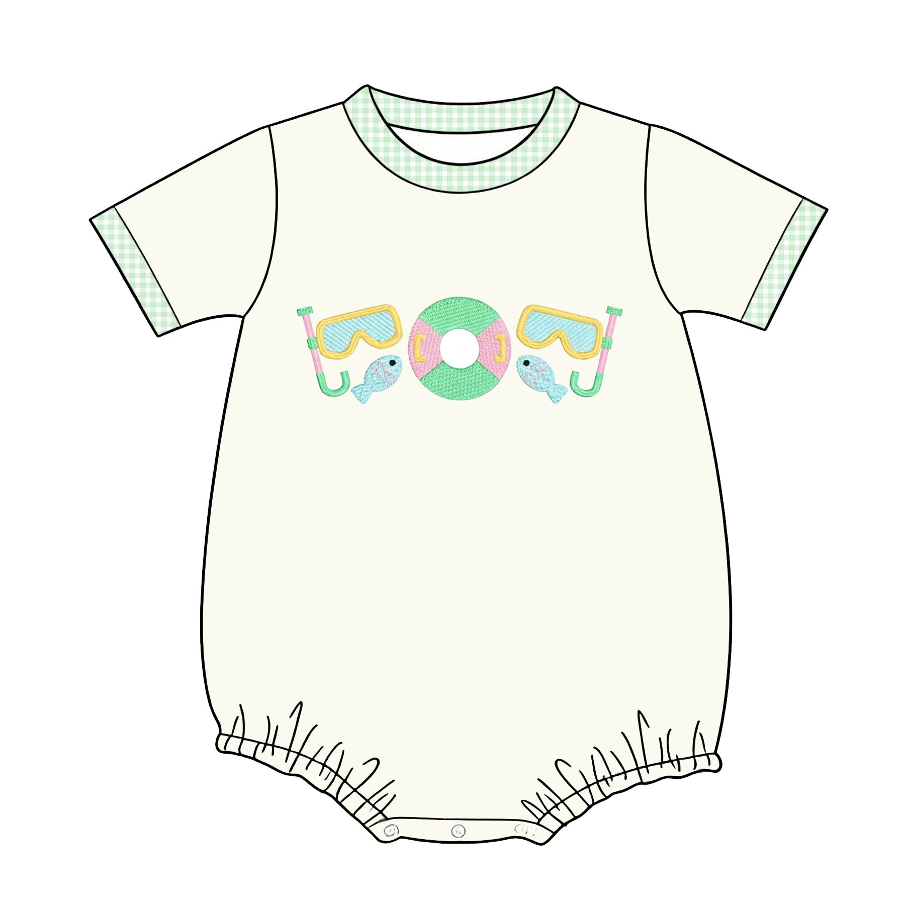 （Pre Order）Siblings Summer Diving Embroidery Dress,Set&Romper