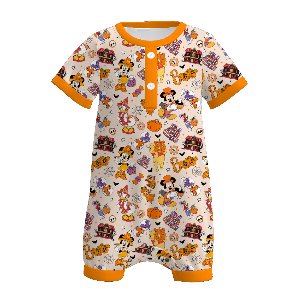 （Pre Order+Prepack Zone）Brothers Halloween Cartoon Print Top,Set&Romper