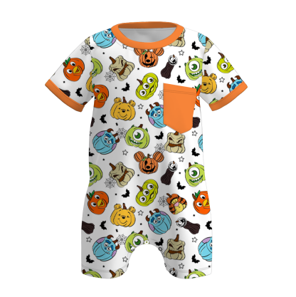 （Pre Order+Prepack Zone）Brothers Halloween Pumpkin Print Top&Romper