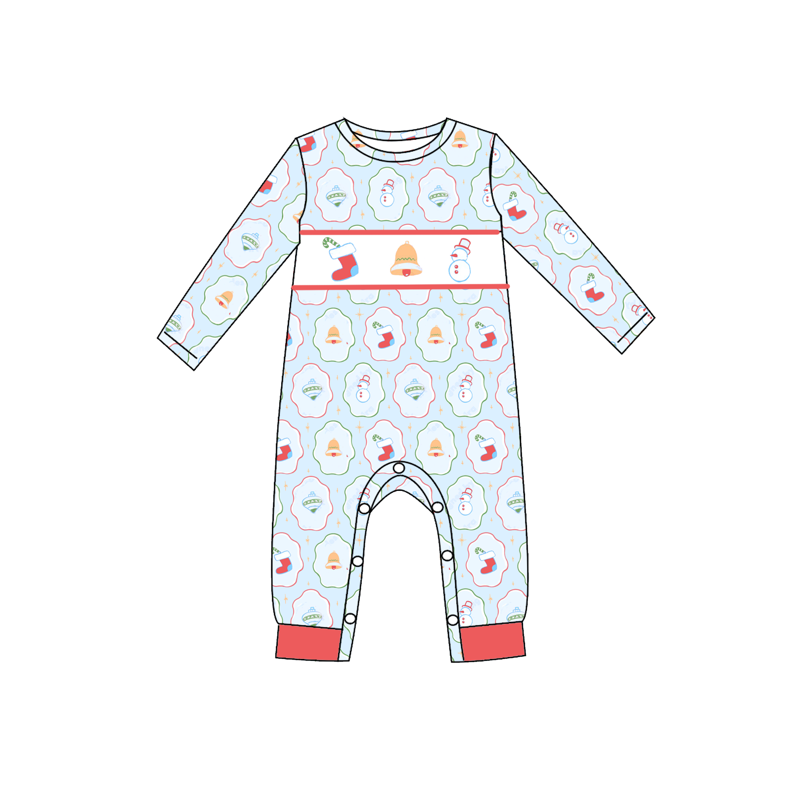 （Pre Order）Siblings Christmas Embroidery Smocked Dress,Set&Romper