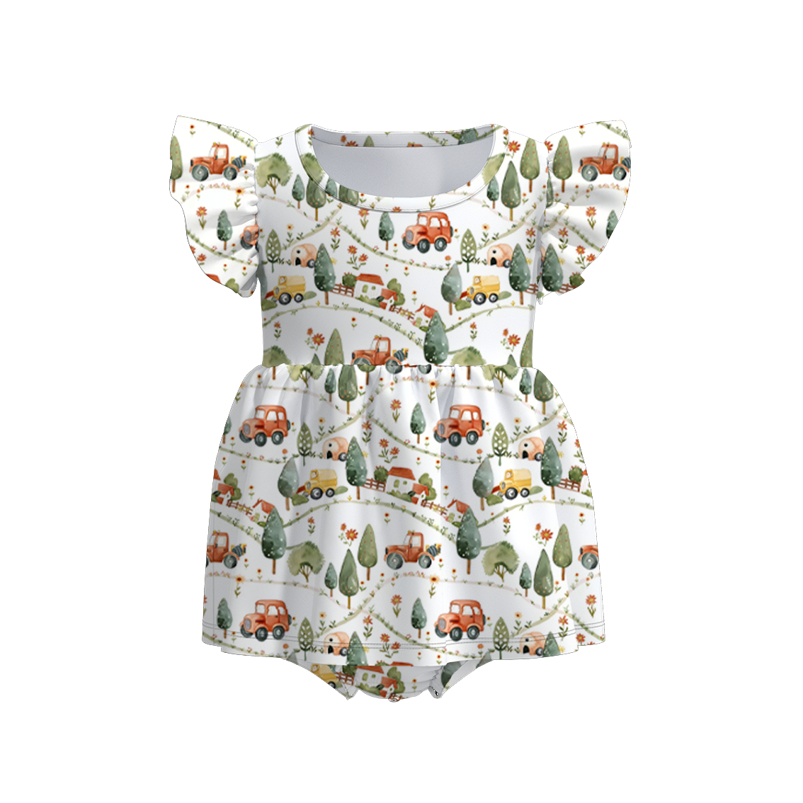 （Pre Order）Baby Girls Father's Day Print Bubbles Romper