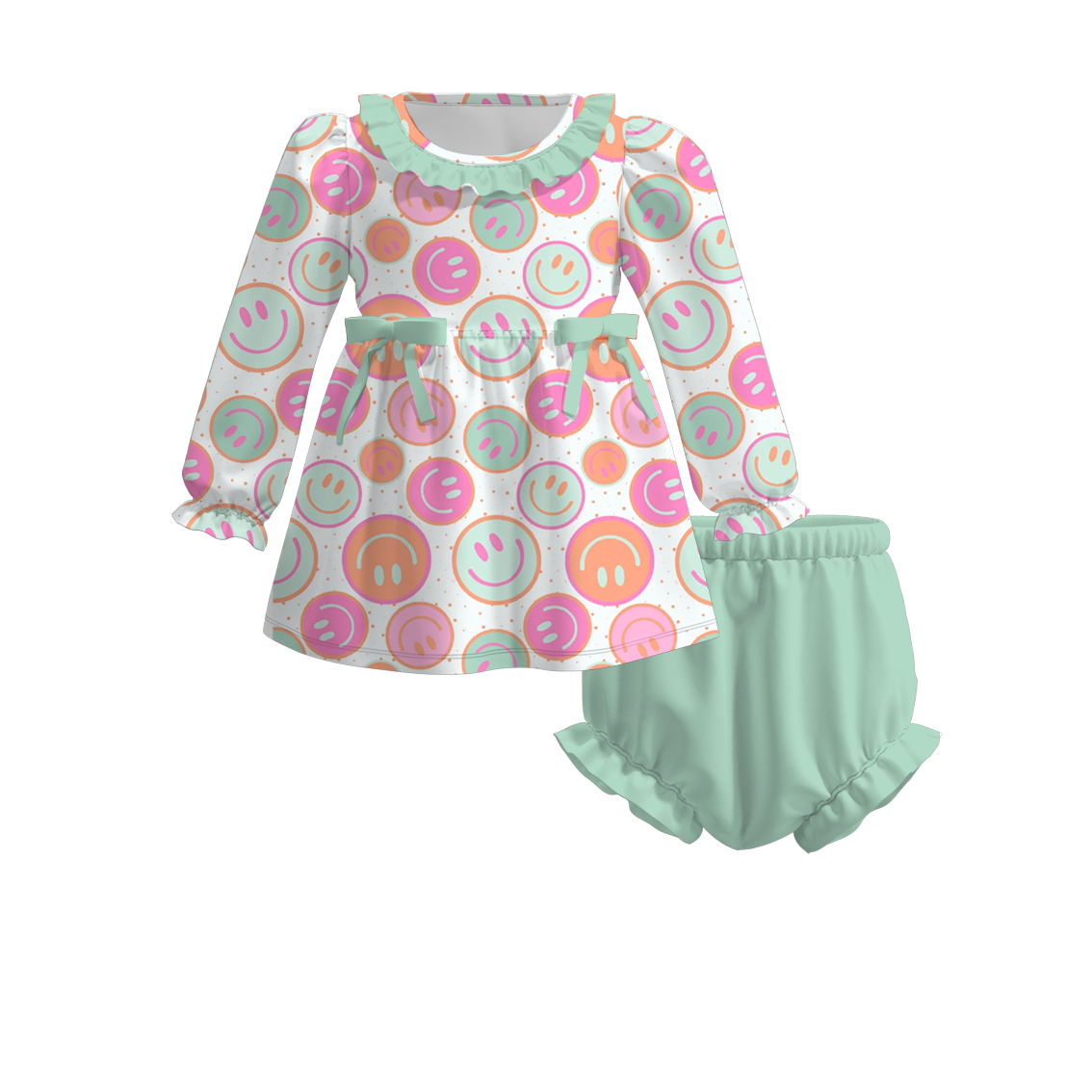 （Pre Order）Girls Cute Print Long-sleeved Romper