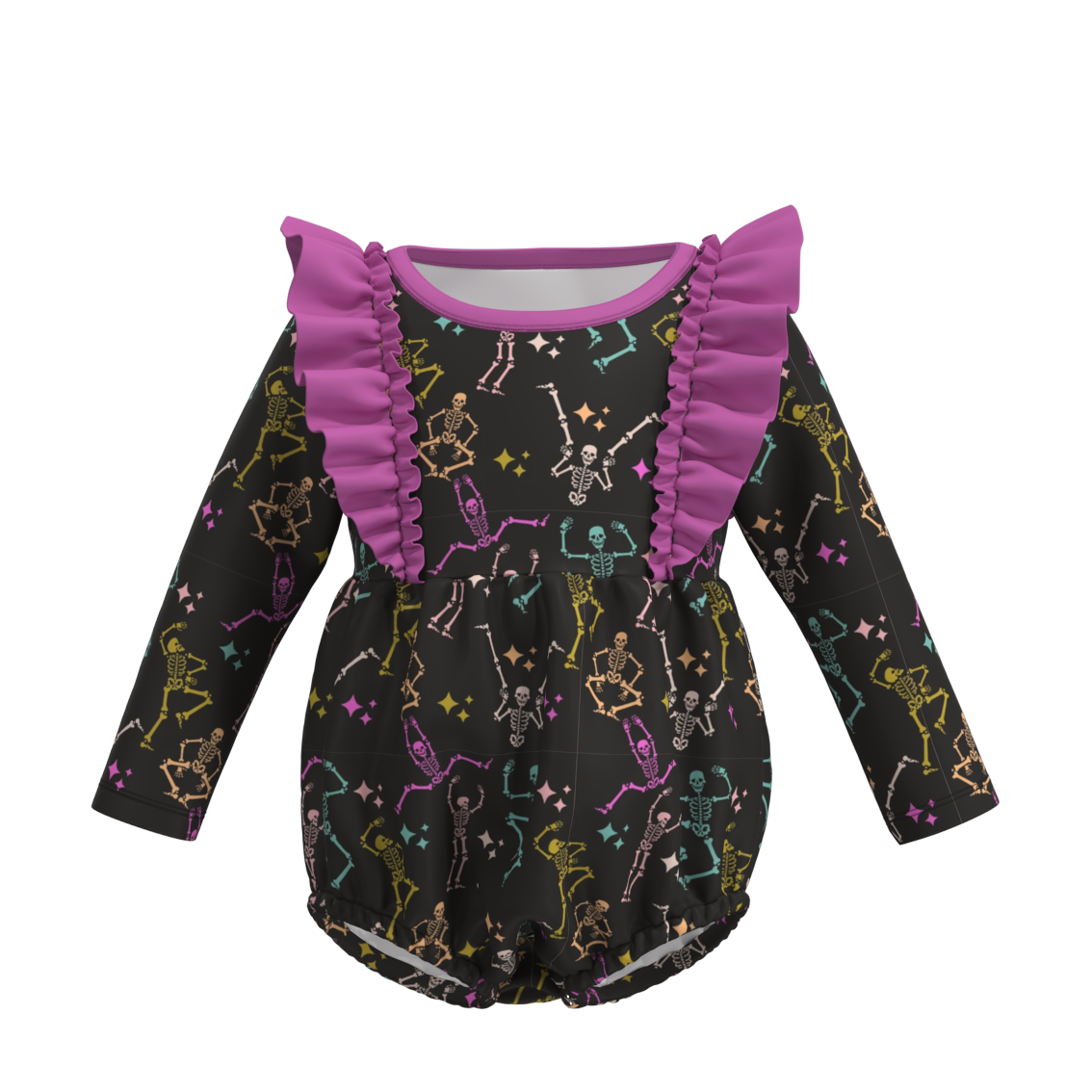 （Pre Orders）Baby Girls Halloween Print Ruffled Romper
