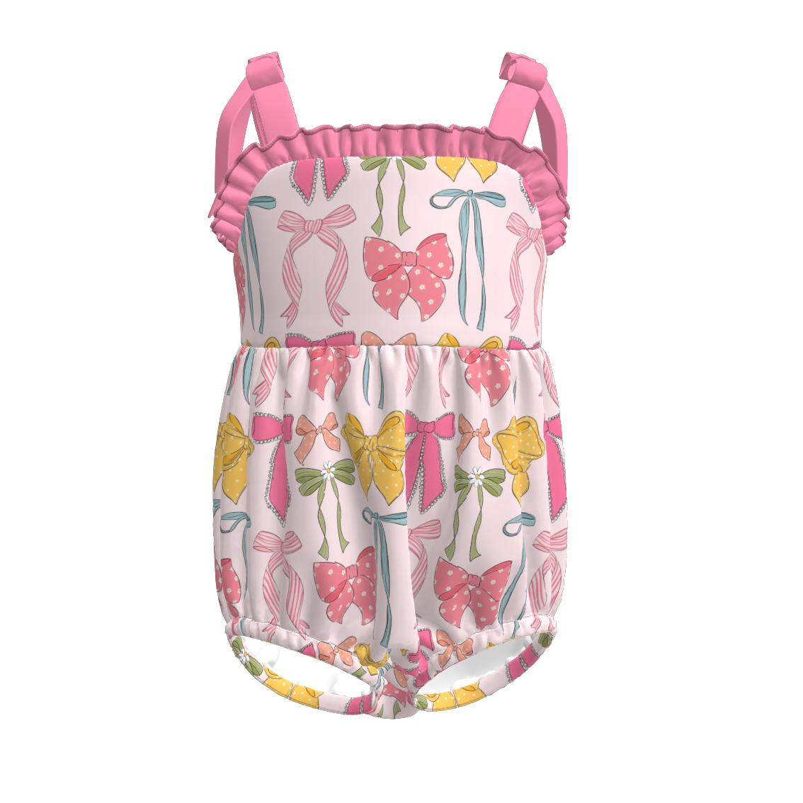（Pre Order）Toddler Girls Spring and Summer Bow＆Floral Print Romper